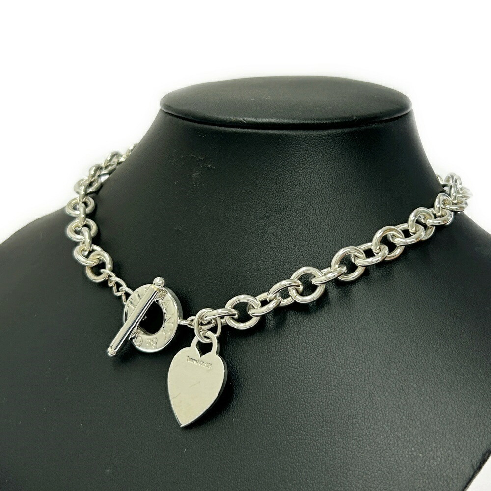 Tiffany Co Silver Heart Toggle Chain Necklace